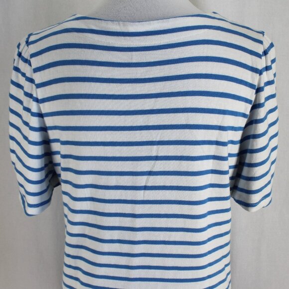 Lands End Knit Top Womens Size M Blue White Stripe Square Neck Short Sleeve - Picture 6 of 7